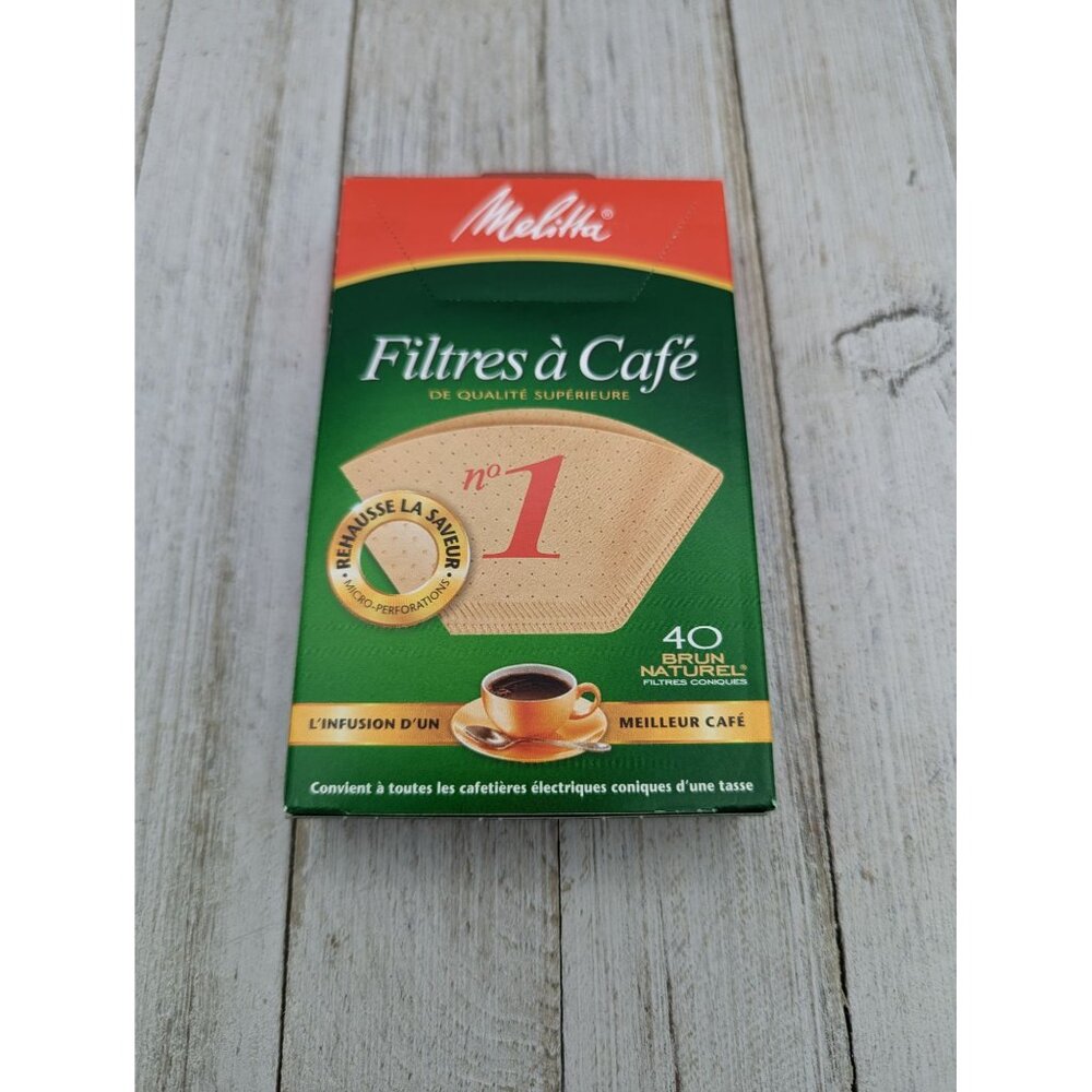 Melitta Premium #1 Cone Paper Coffee Filters, Natural Brown, 40 Count